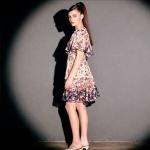 Gabby Skye Floral Chiffon Dress